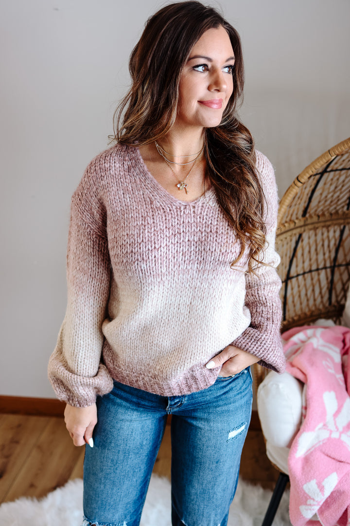 Lila V-Neck Ombre Sweater