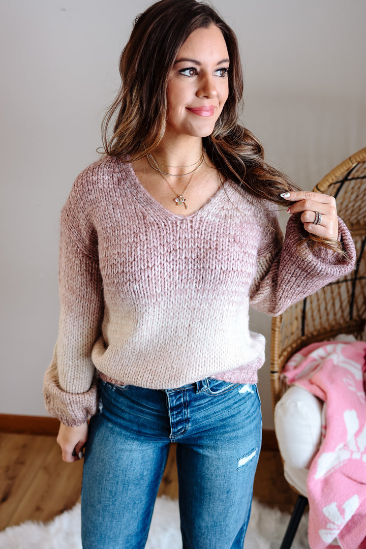 Lila V-Neck Ombre Sweater