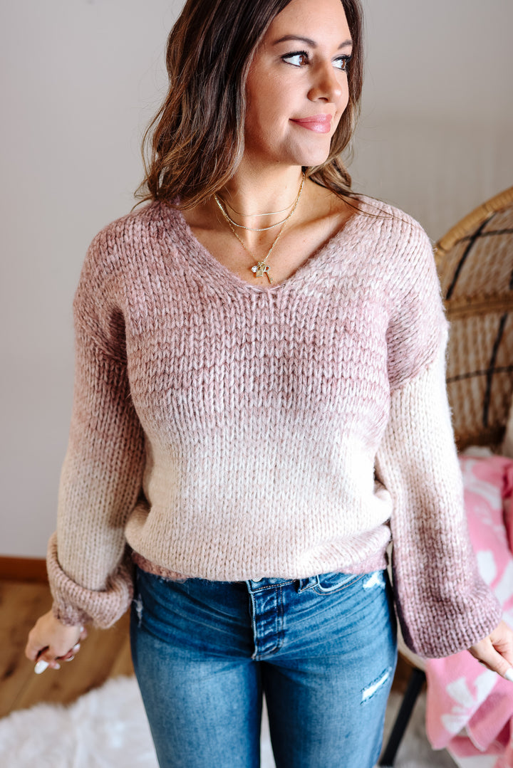 Lila V-Neck Ombre Sweater