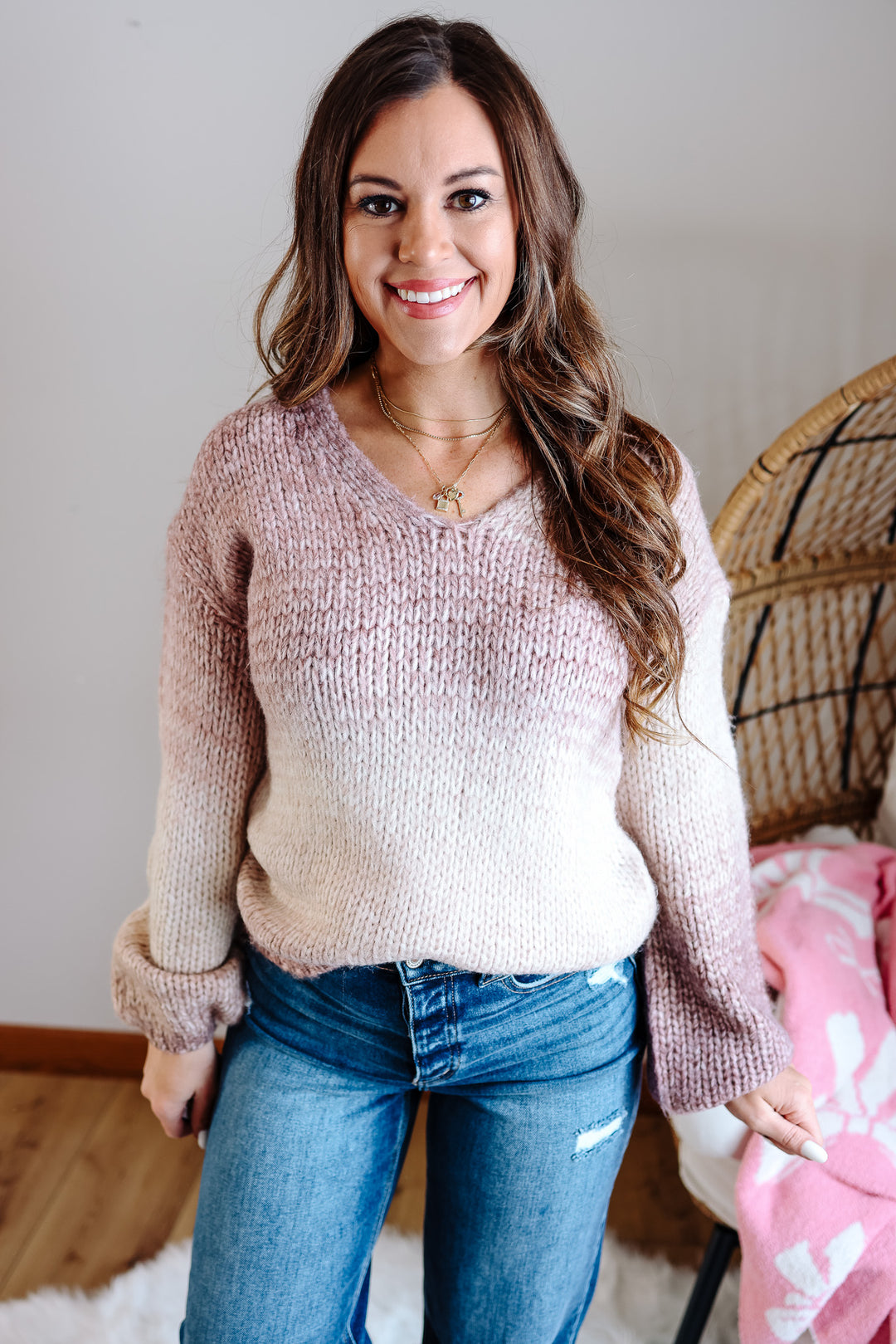 Lila V-Neck Ombre Sweater