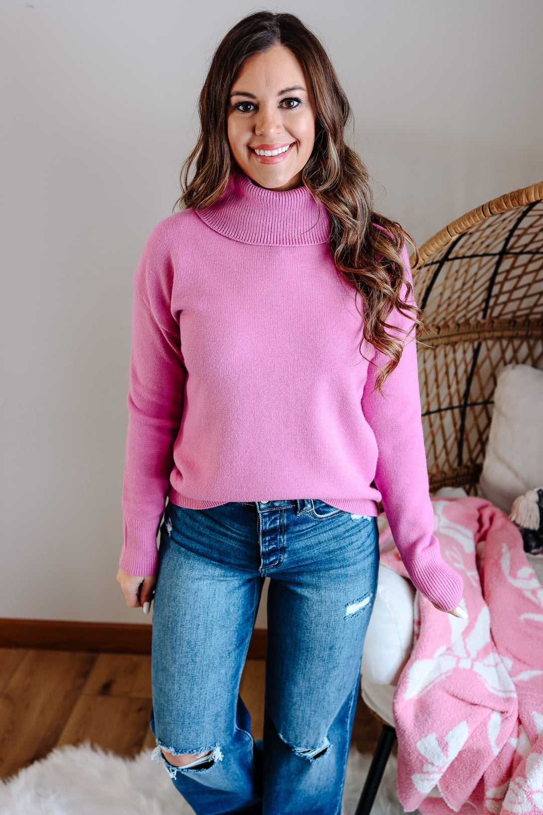 Marlow Turtleneck Sweater - Pink