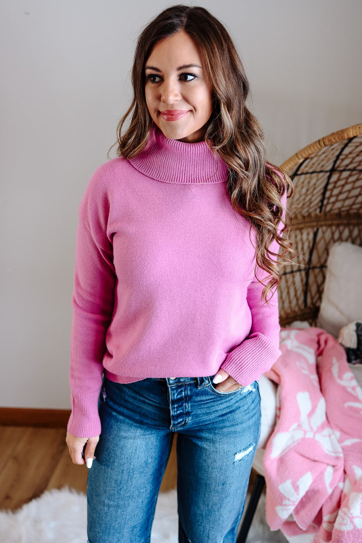 Marlow Turtleneck Sweater - Pink