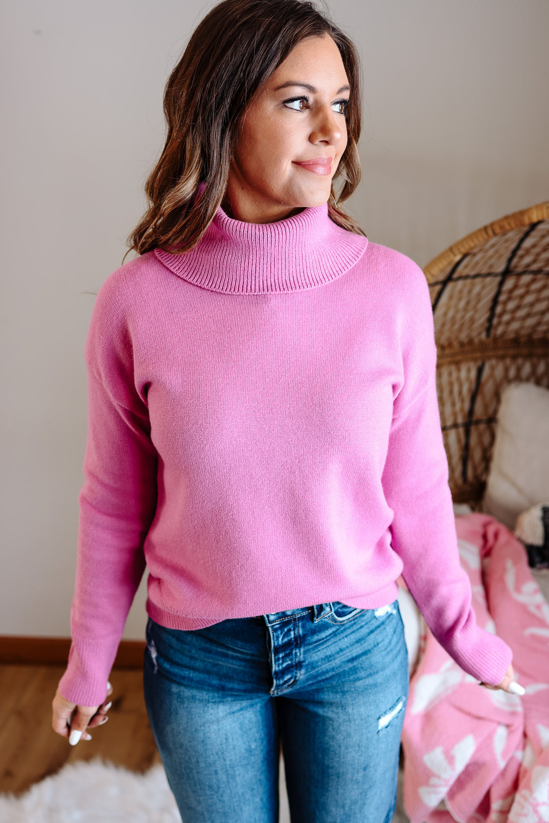 Marlow Turtleneck Sweater - Pink