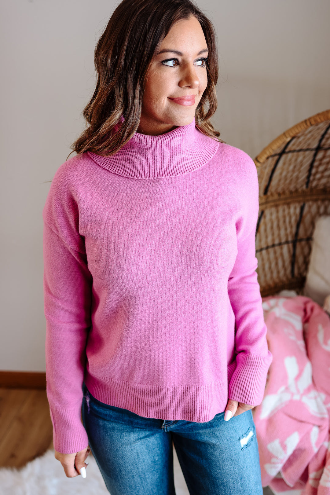 Marlow Turtleneck Sweater - Pink