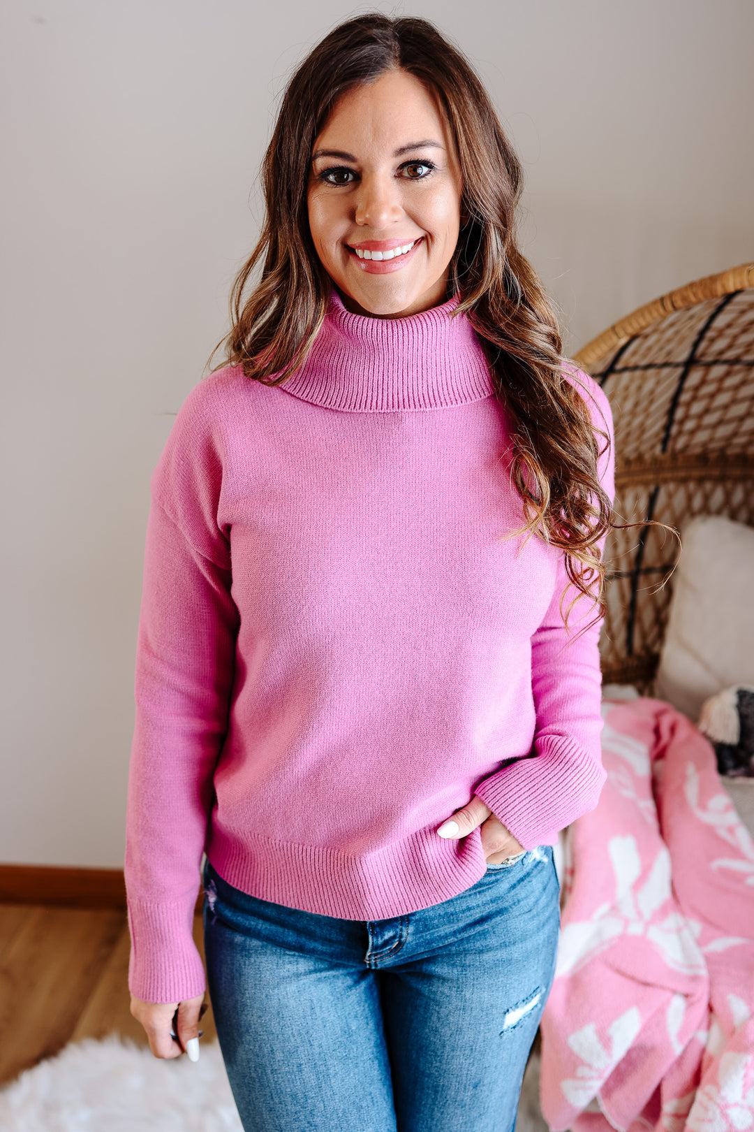 Marlow Turtleneck Sweater - Pink