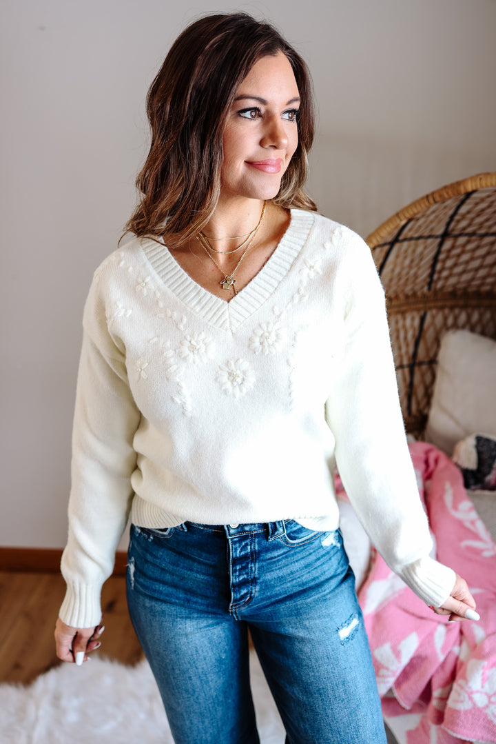 Rhea Floral Pearl Sweater