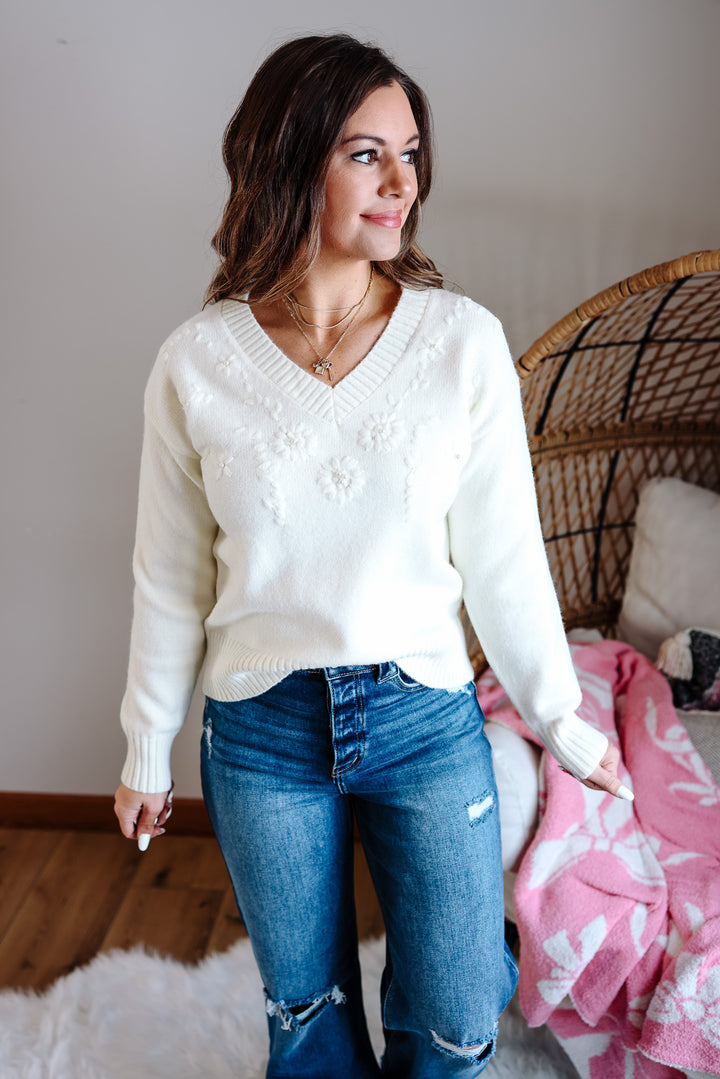 Rhea Floral Pearl Sweater