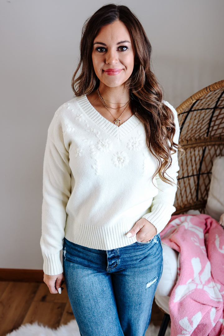 Rhea Floral Pearl Sweater