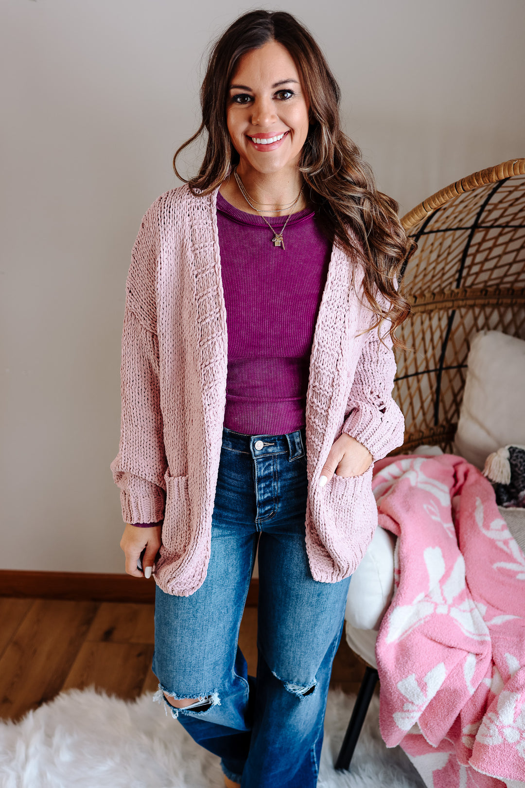 Cherish Chunky Cardigan - Blush