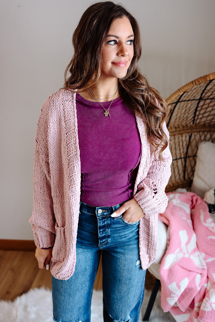 Cherish Chunky Cardigan - Blush