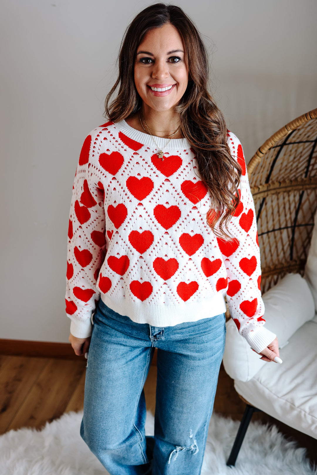 Rose Heart Lattice Sweater