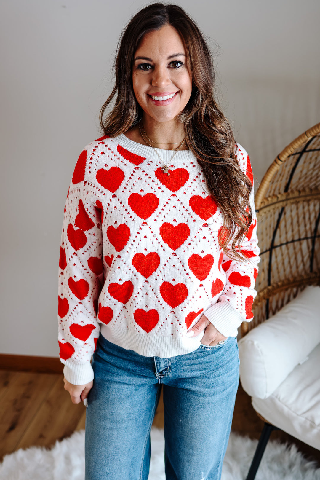 Rose Heart Lattice Sweater