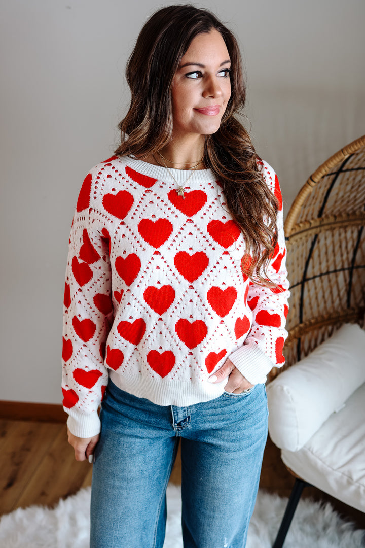 Rose Heart Lattice Sweater