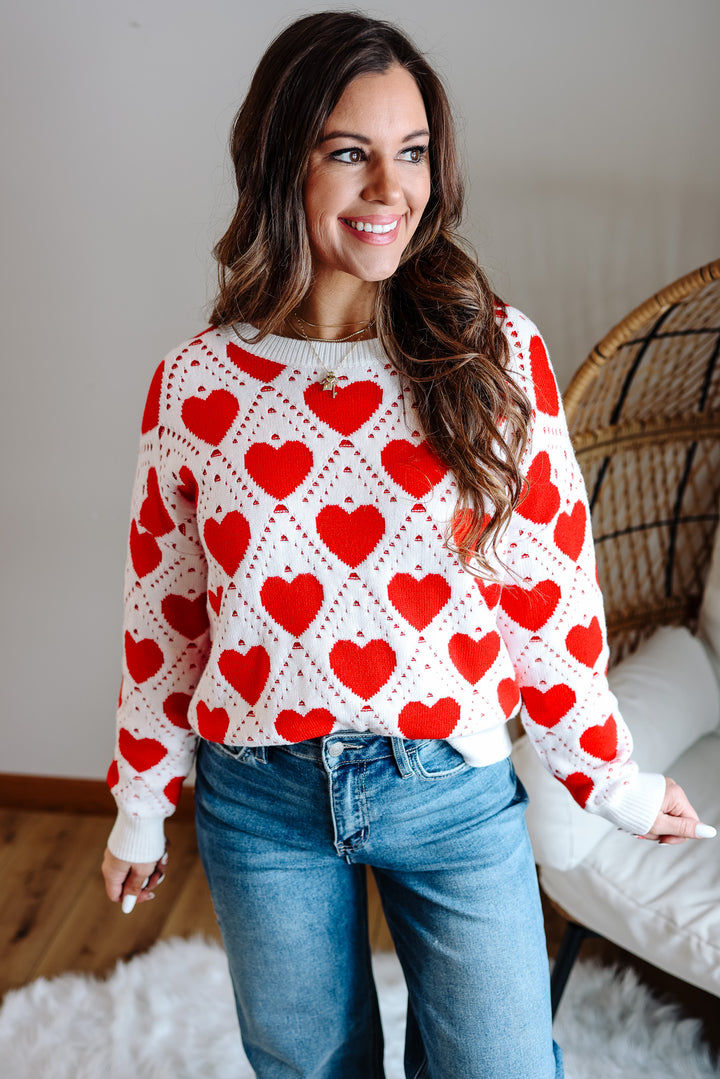 Rose Heart Lattice Sweater