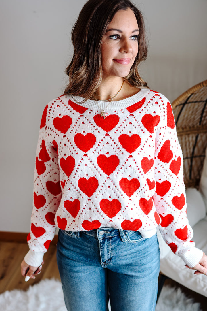 Rose Heart Lattice Sweater