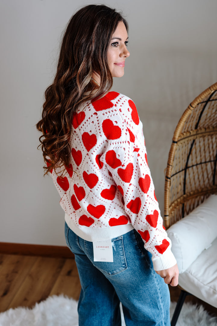 Rose Heart Lattice Sweater