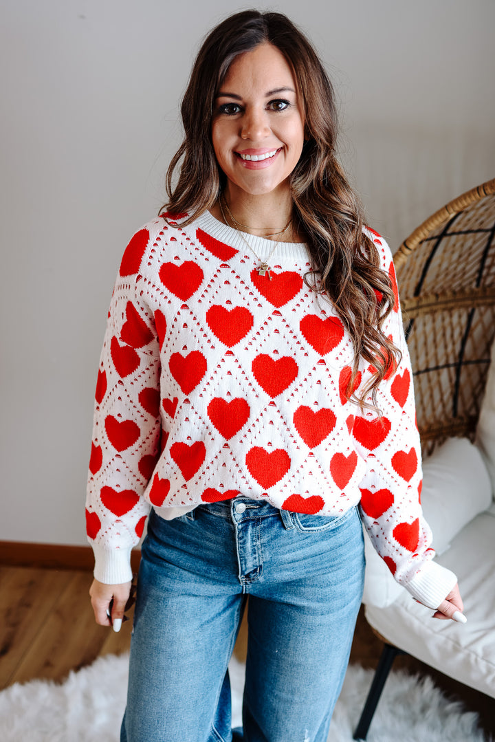 Rose Heart Lattice Sweater