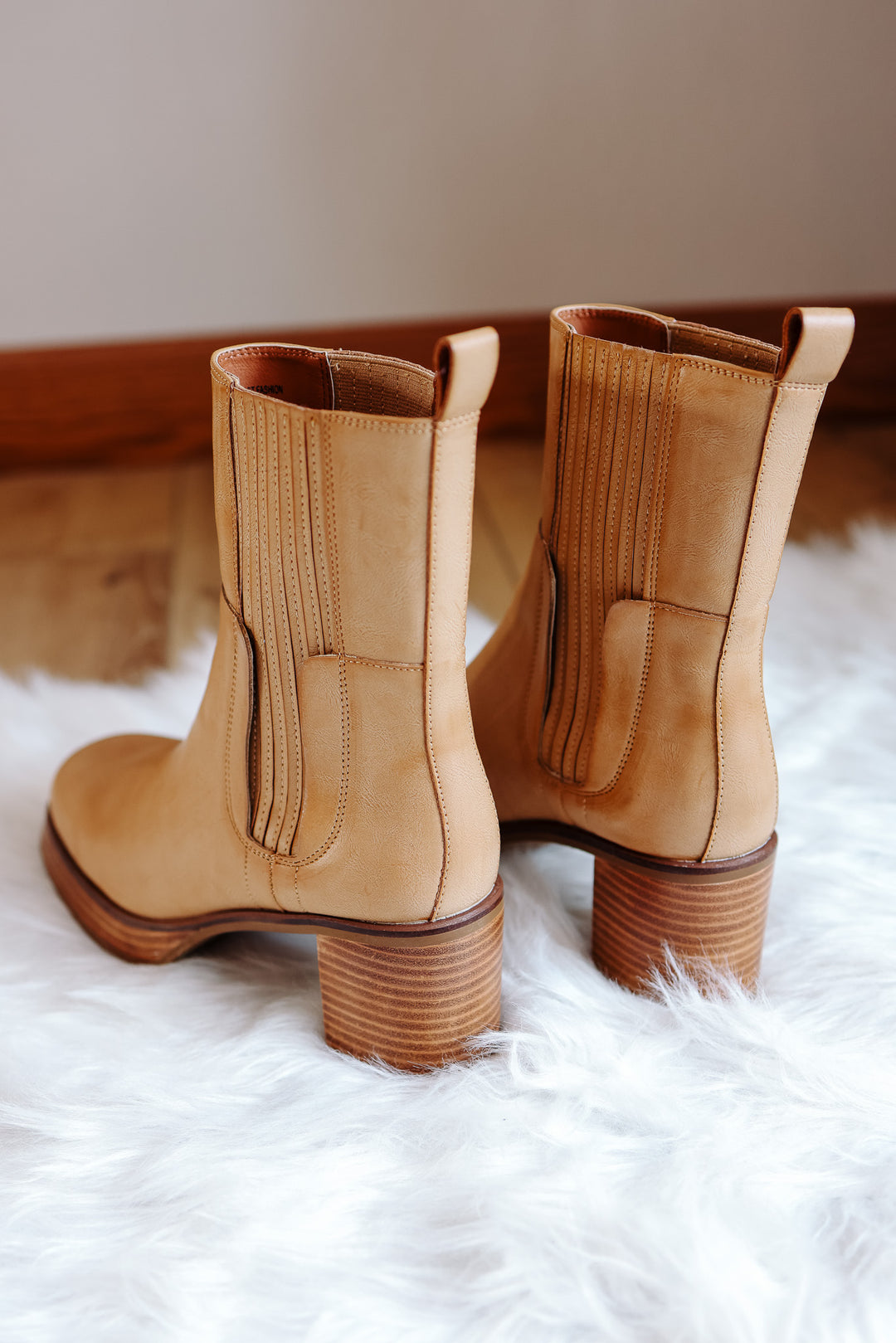 Tricia Platform Mid-Calf Booties - Tan