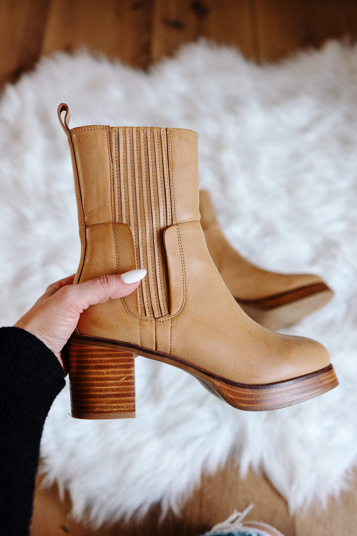 Tricia Platform Mid-Calf Booties - Tan