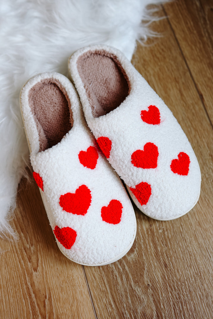 Valentine's Day Heart Slippers - White