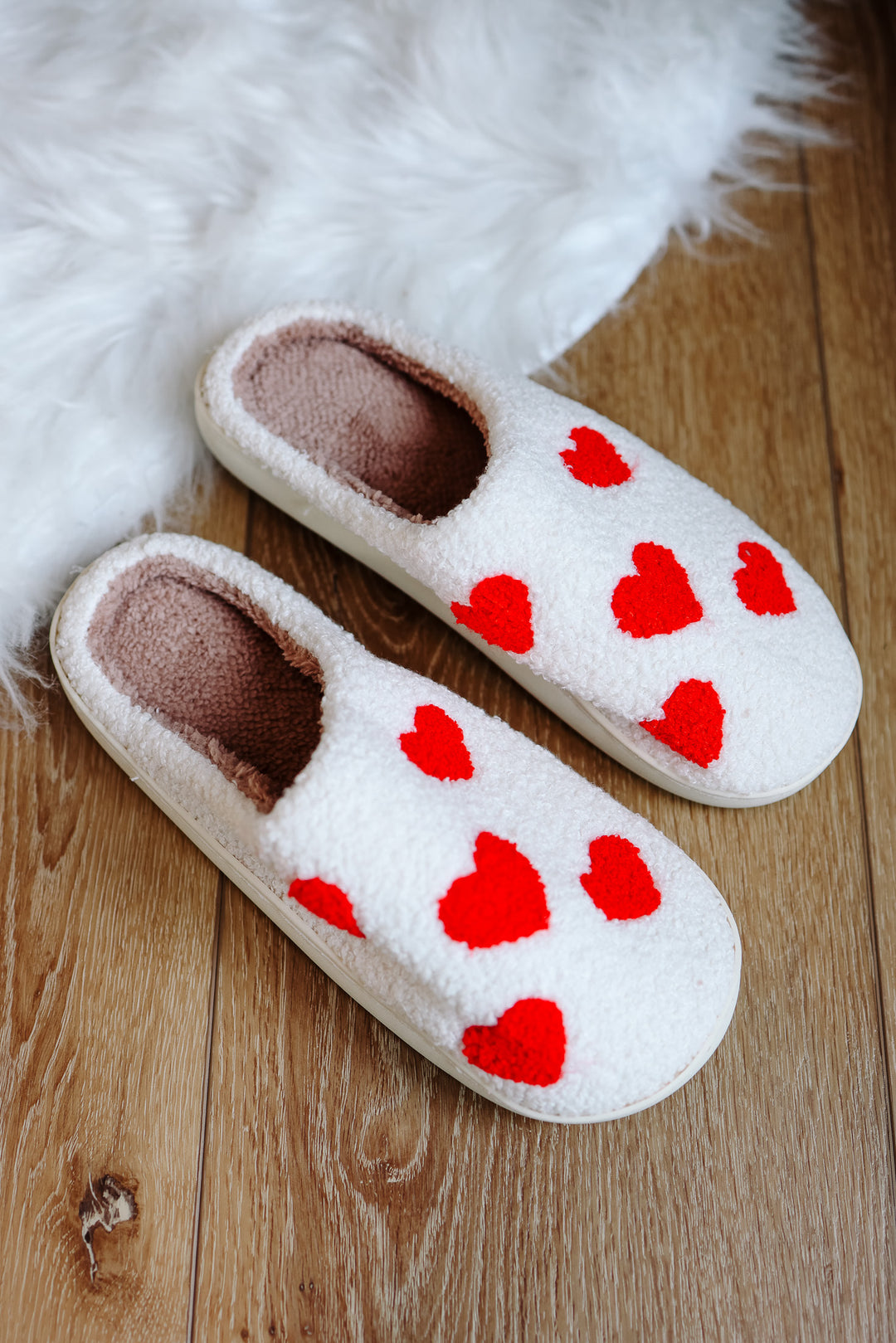 Valentine's Day Heart Slippers - White