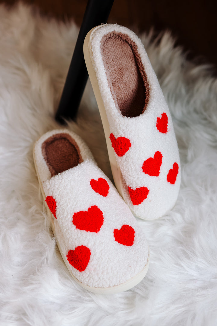 Valentine's Day Heart Slippers - White