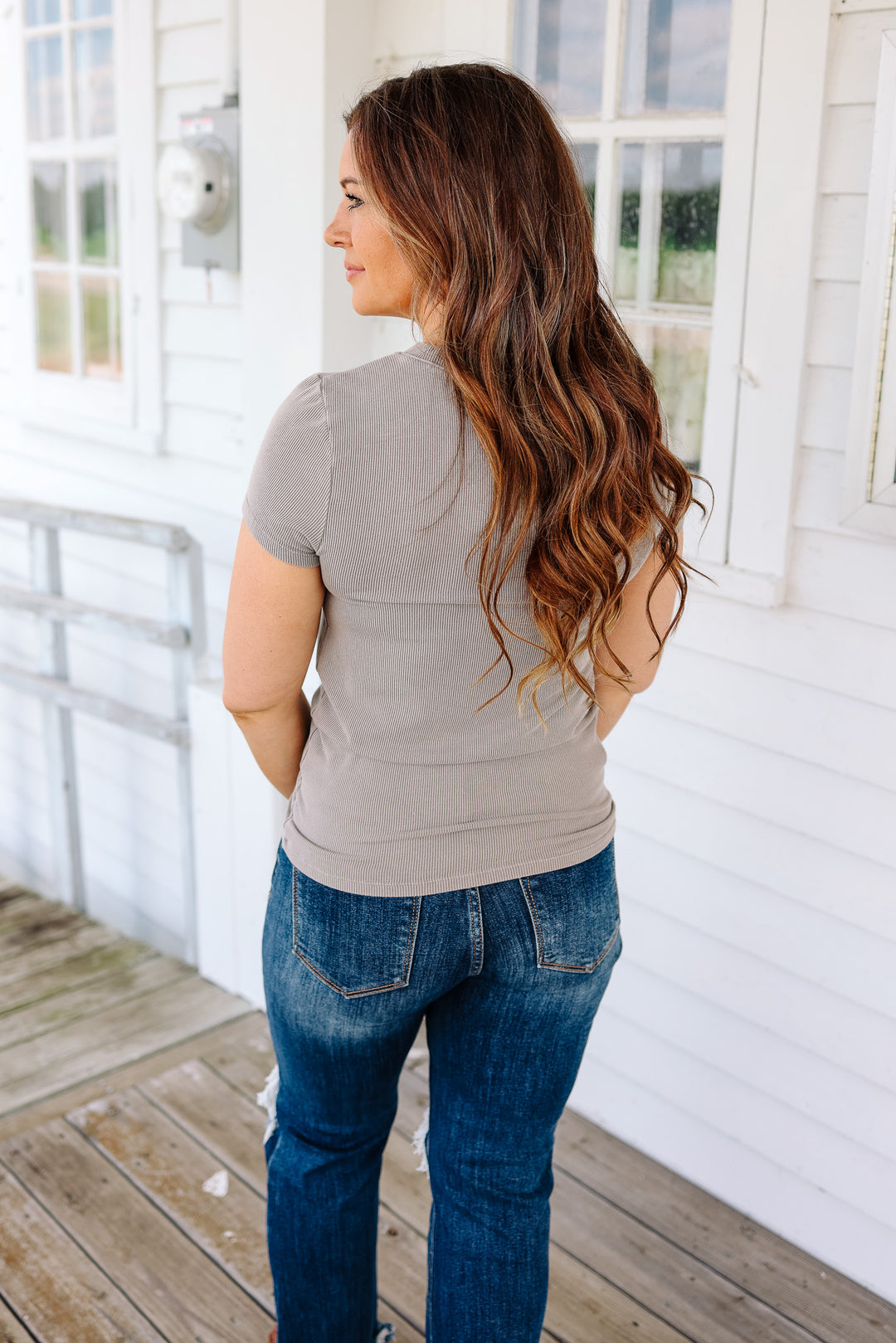 Stella Classic Ribbed Tee - Grey Brown