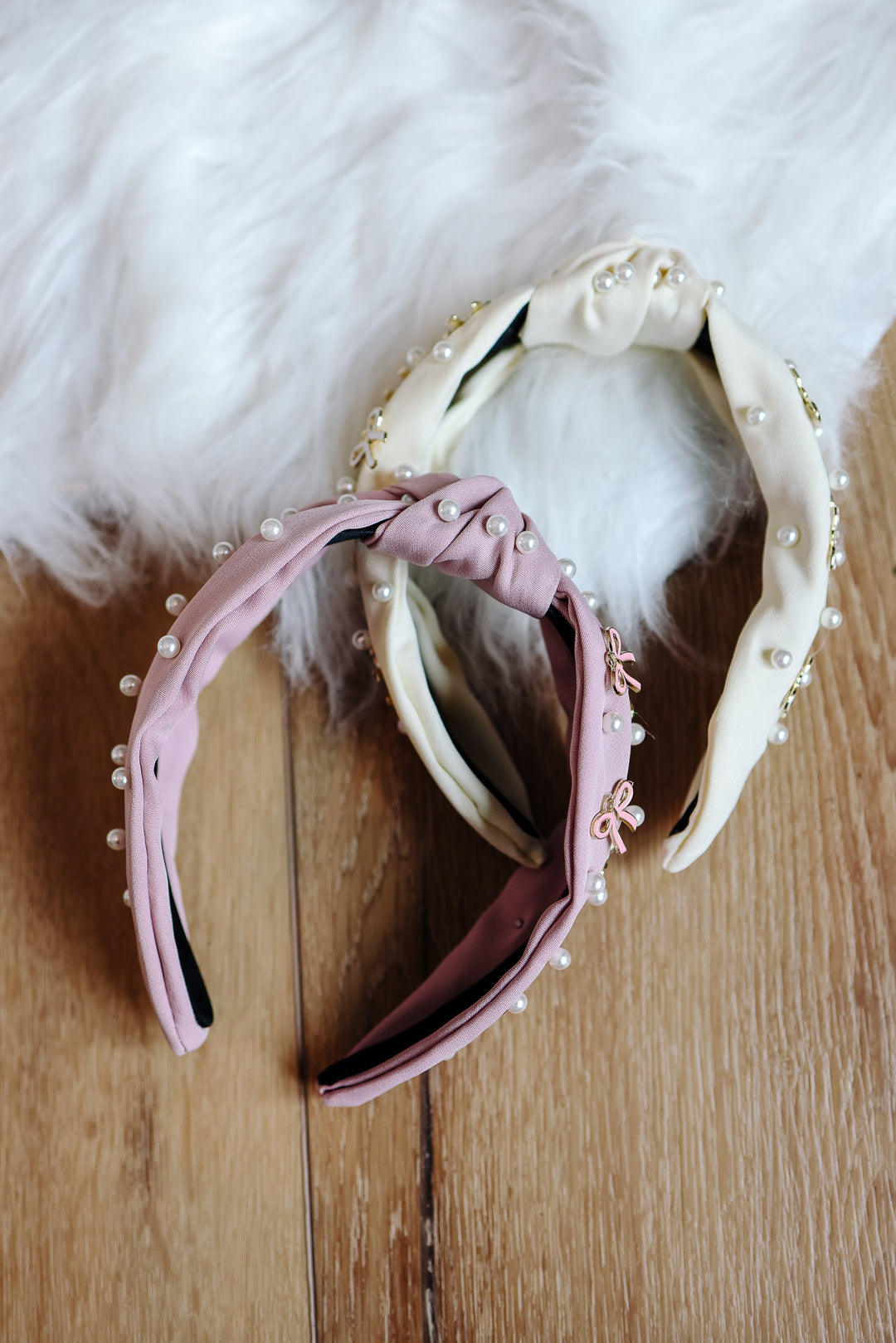 Pearl Bow Knot Headband - Pink