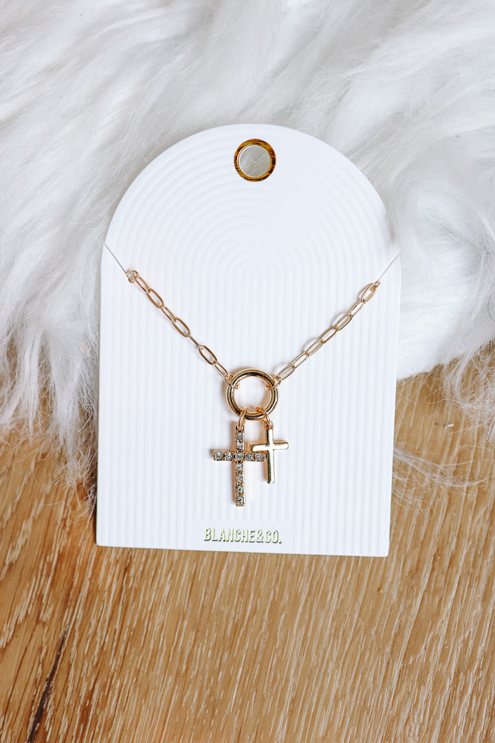 Cross Charms Paperclip Chain Necklace