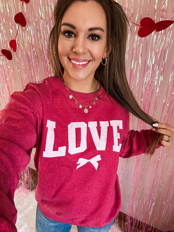 Love Struck Graphic Sweatshirt - Vintage Heather Red