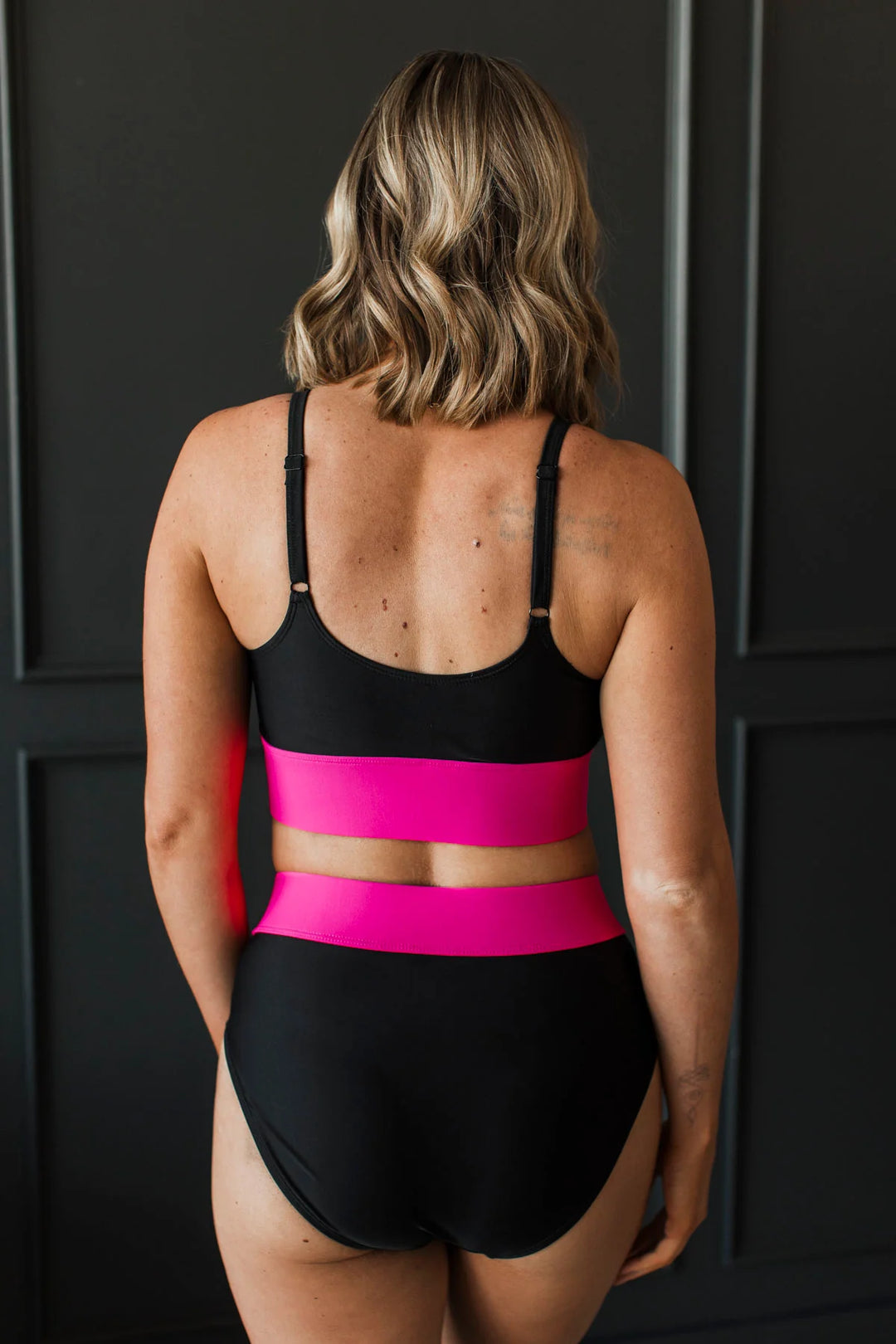 Ray Of Sunshine Swim Bottoms - Black & Neon Pink