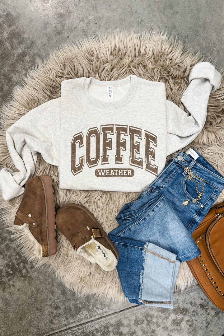 Coffee Weather Graphic Sweatshirt - Oatmeal Heather