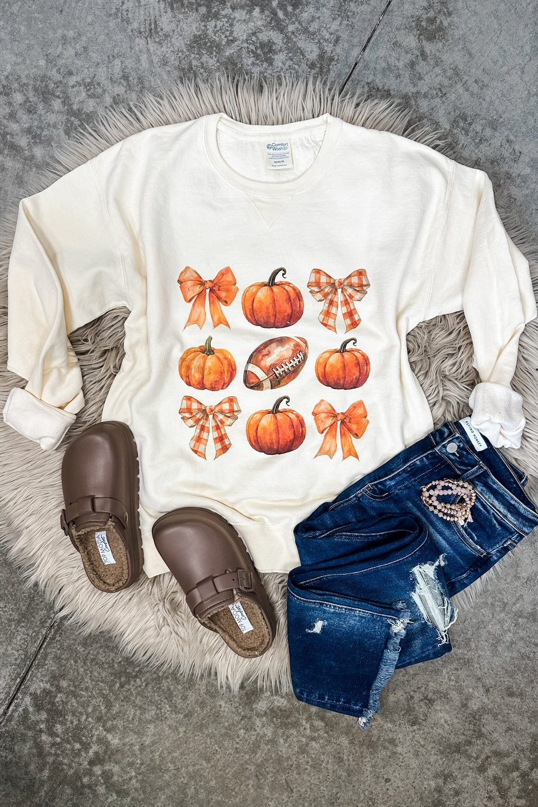 Football, Pumpkins, & Bows - Sweatshirt & T-Shirt Style