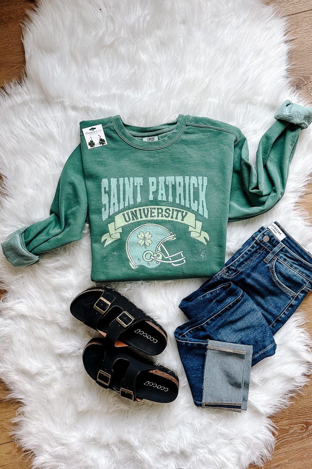 St. Patrick University Football Crewneck Sweatshirt - Light Green