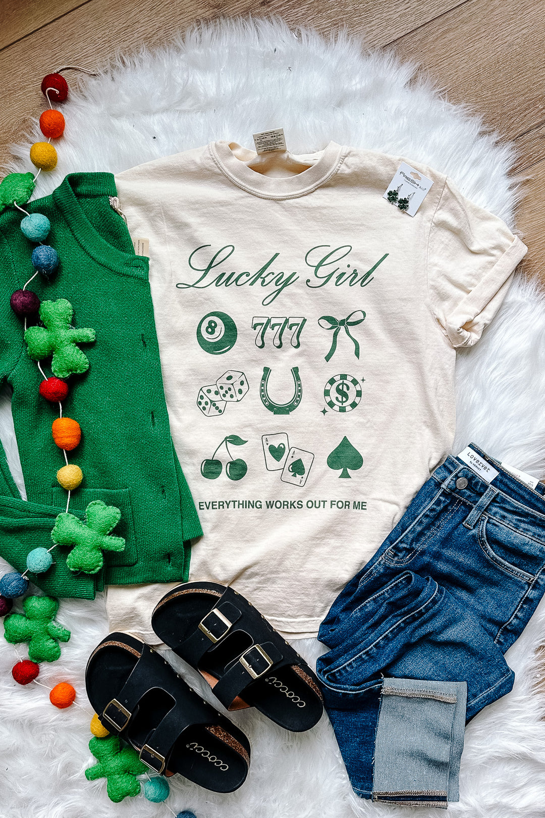 Lucky Girl Graphic Tee - Ivory