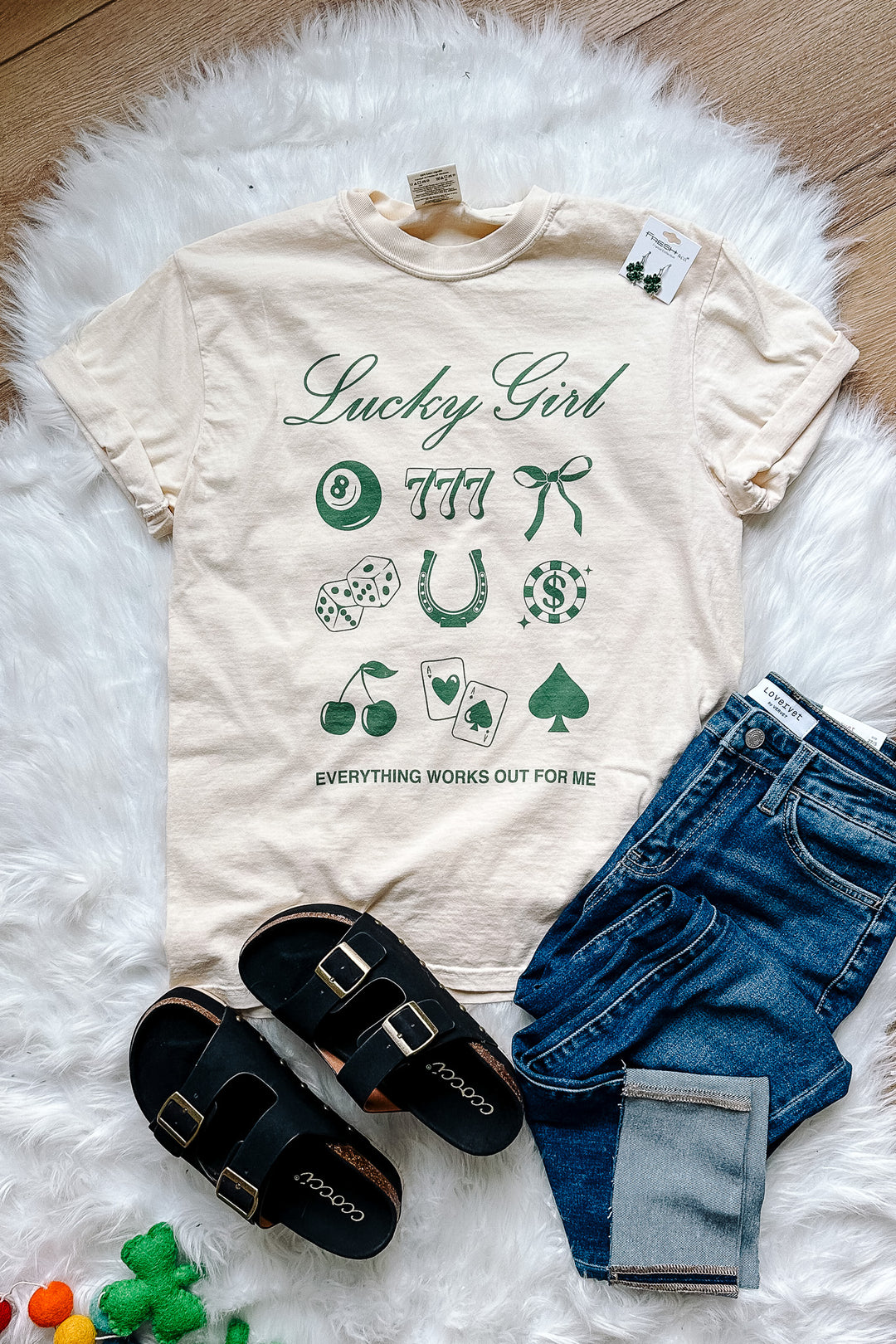 Lucky Girl Graphic Tee - Ivory