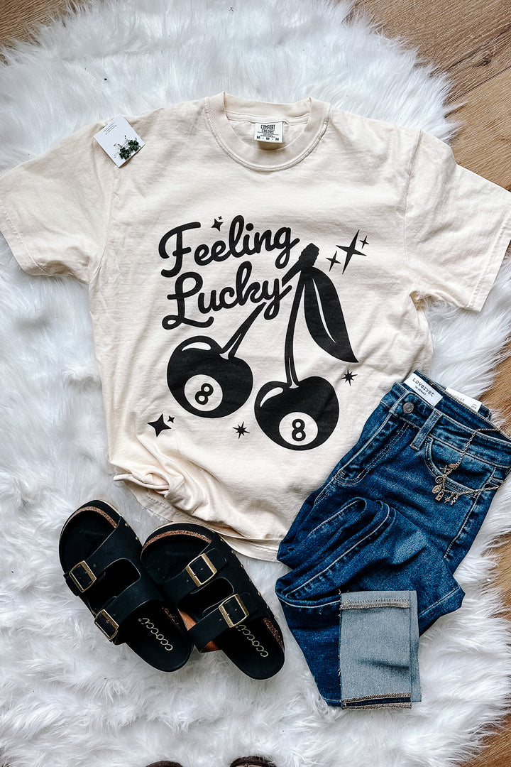 Feeling Lucky Cherries 8 Graphic Tee - Ivory