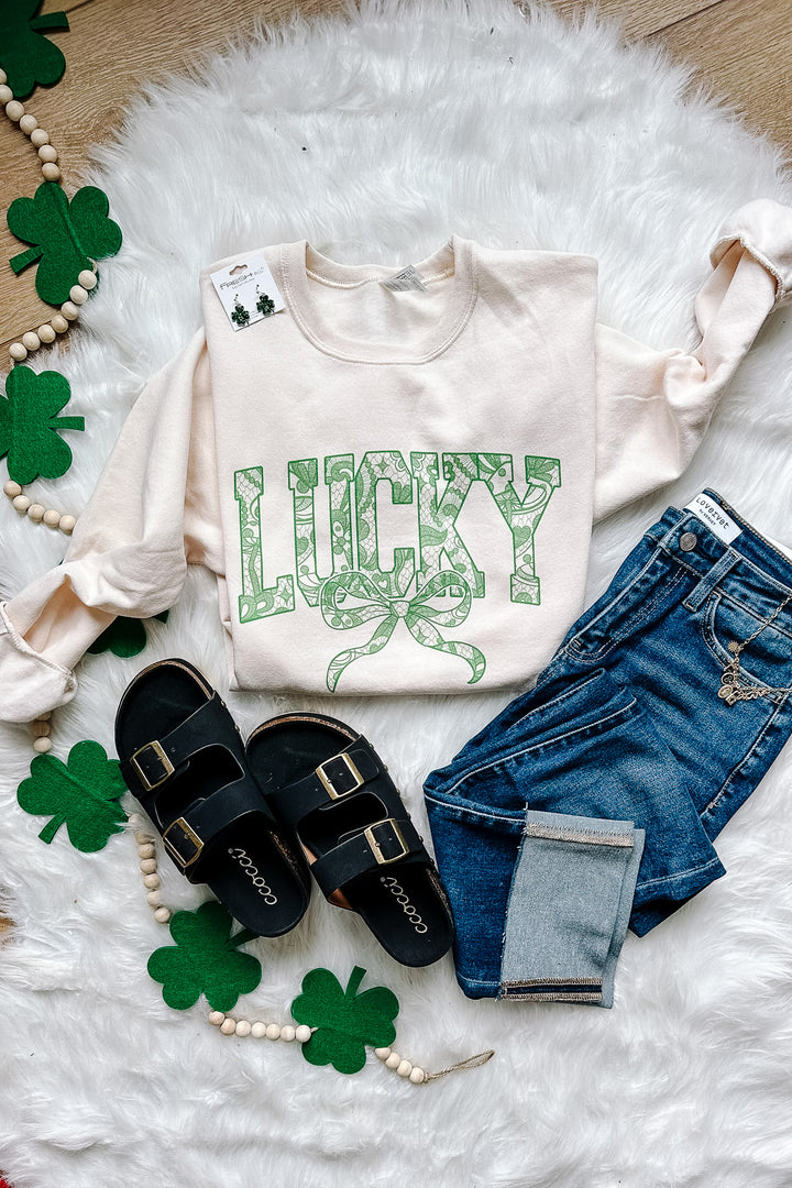 Lace & Luck Graphic Sweatshirt - Sweet Cream Heather