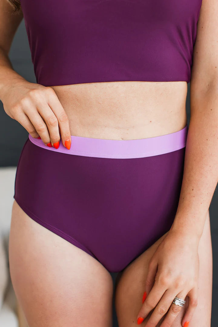 Sandy Shores Swim Bottoms - Plum & Lavender